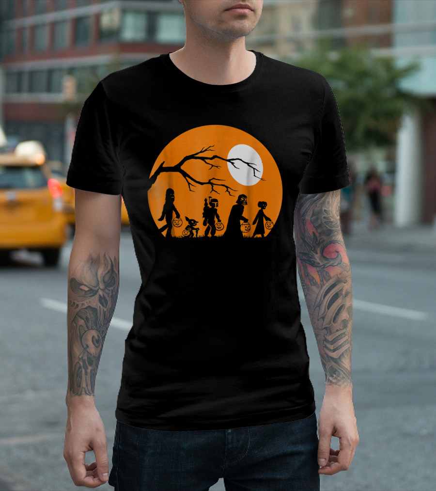 Shop Halloween Online Trick or Treat Sci-Fi Silhouettes Moon T-Shirt