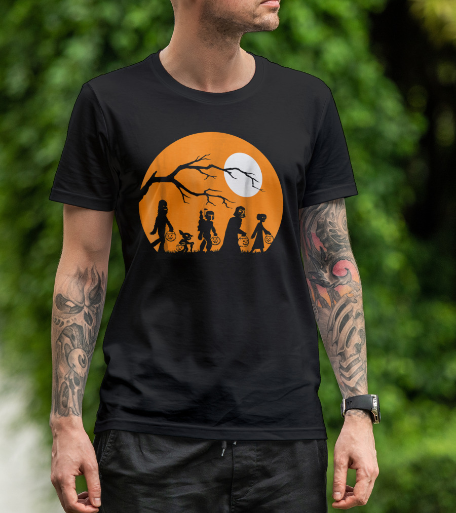 Shop Halloween Online Trick Or Treat Sci-Fi Silhouettes Moon T-Shirt