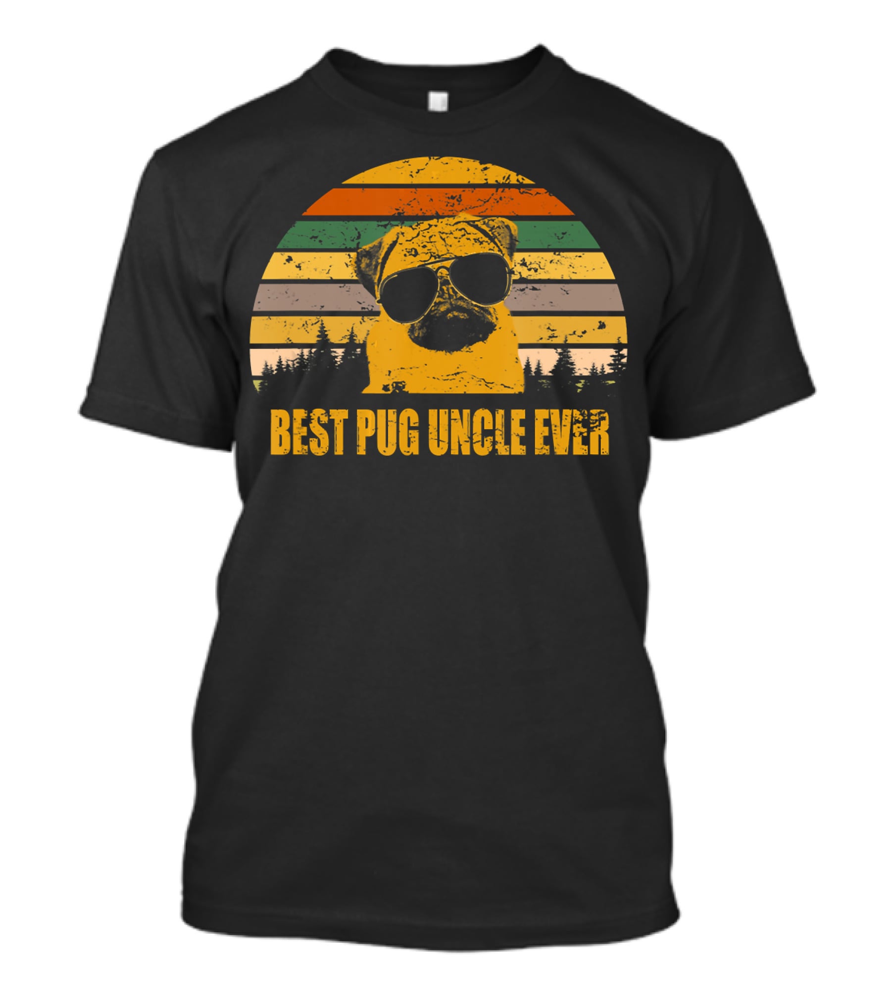 Best Pug Uncle Ever Vintage Retro Pug With Sunglasses T-Shirt
