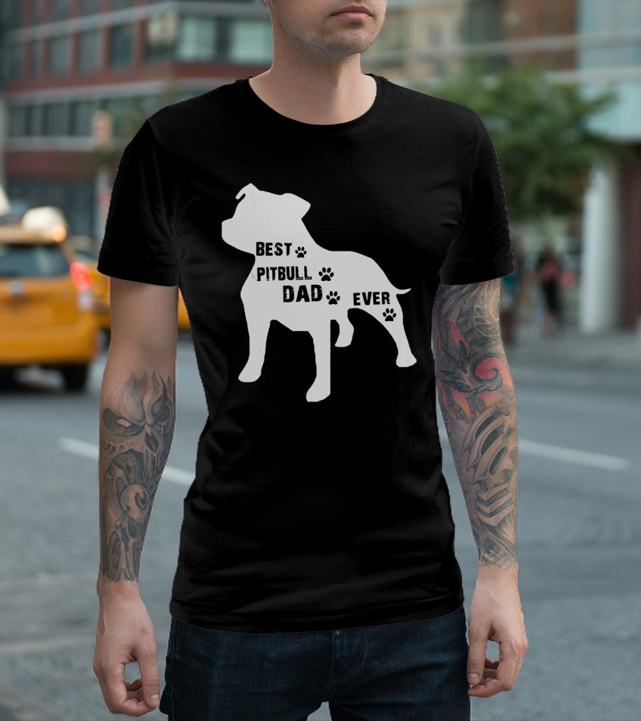 Best Pitbull Dog Dad Ever Paw Prints T-Shirt
