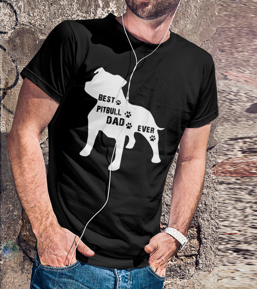 Best Pitbull Dog Dad Ever Paw Prints T-Shirt