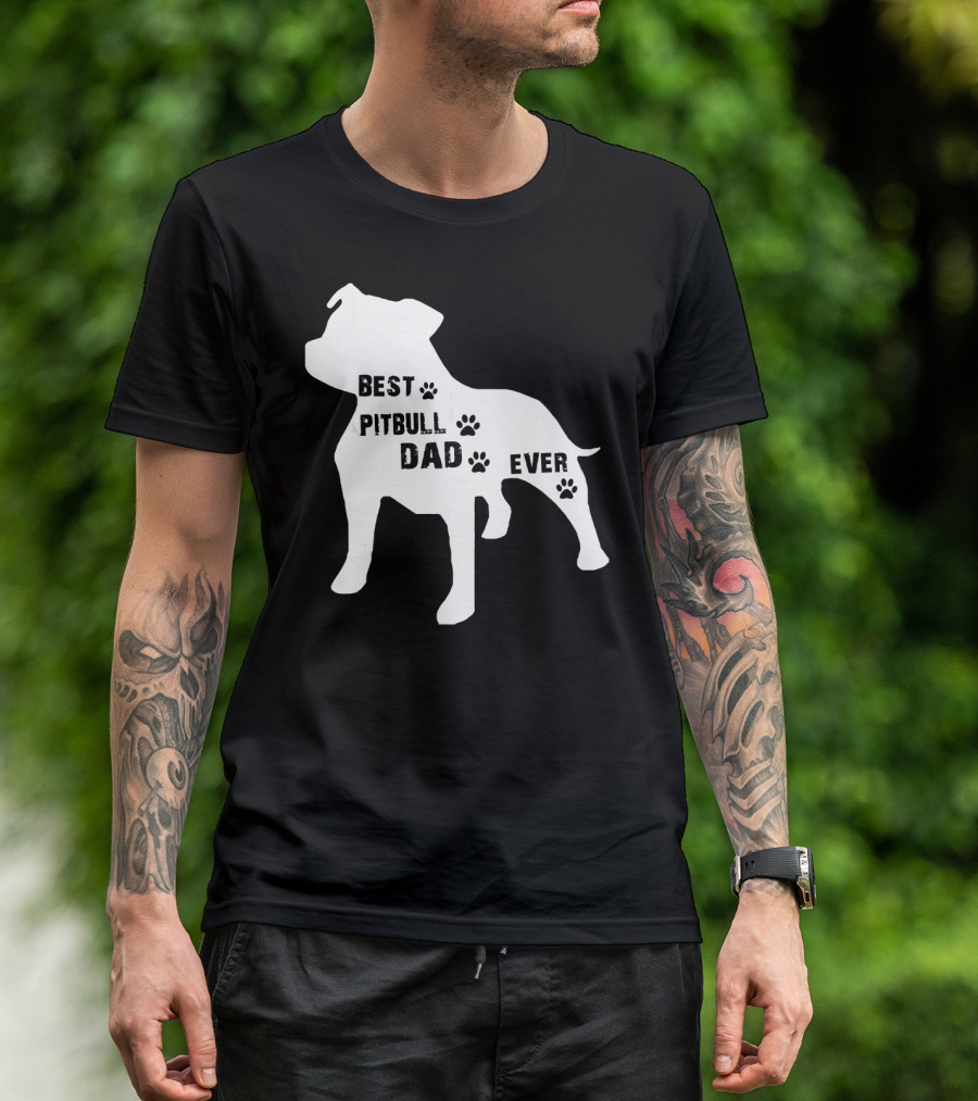 Best Pitbull Dog Dad Ever Paw Prints T-Shirt