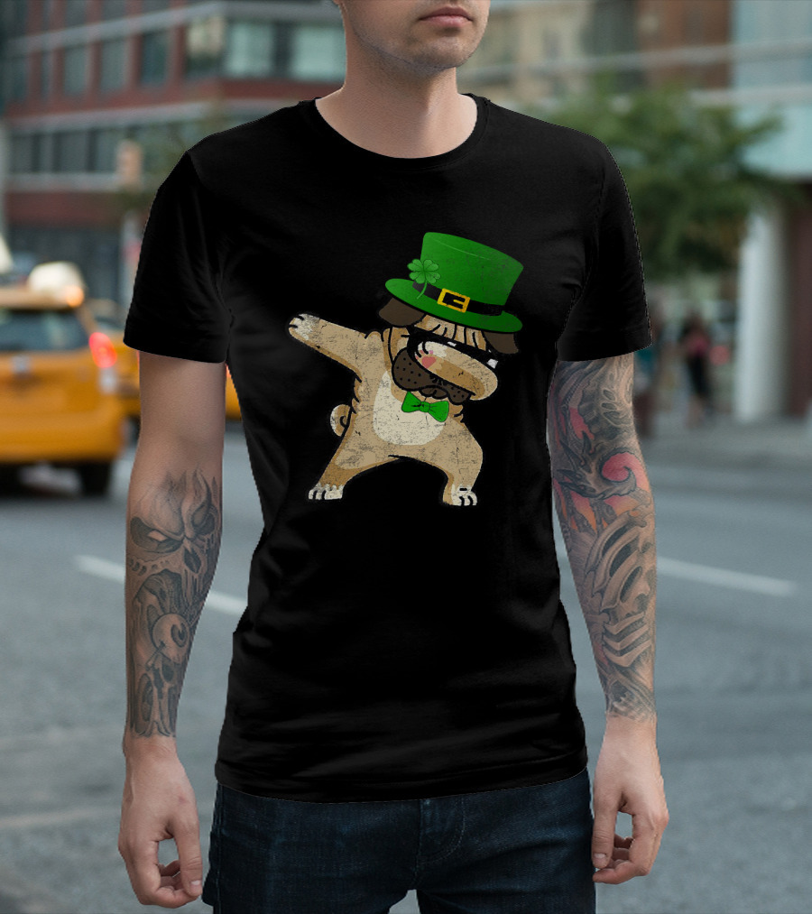 Dabbing Pug with Green Hat for St. Patrick's Day T-Shirt