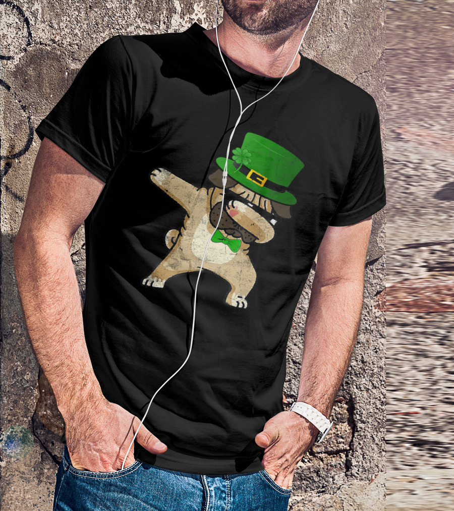 Dabbing Pug With Green Hat For St. Patrick's Day T-Shirt