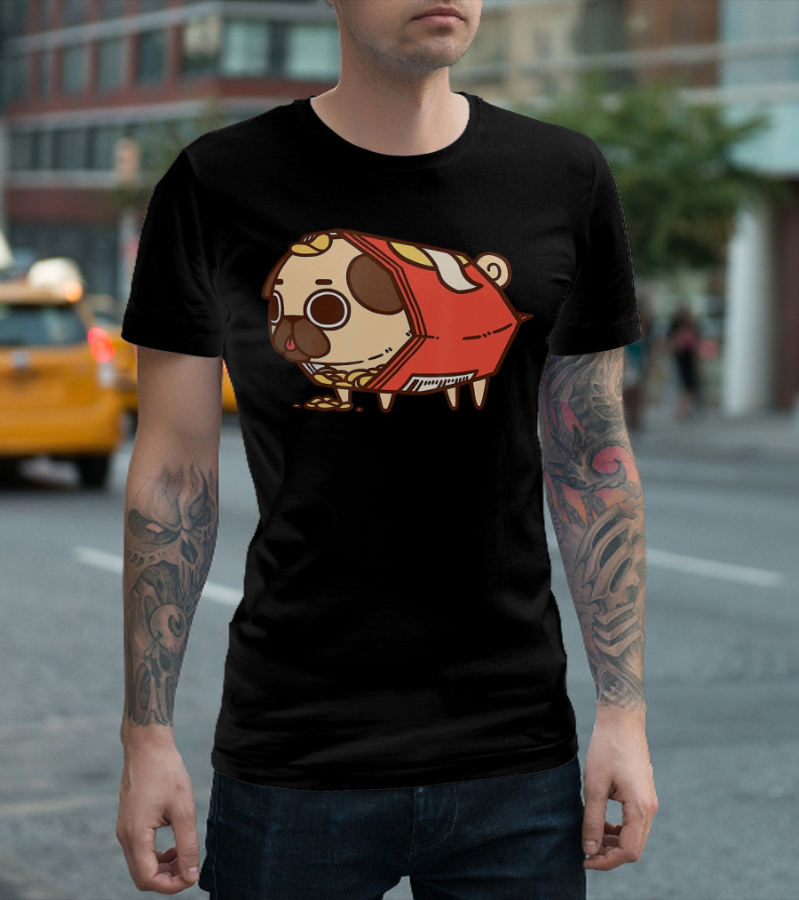 Puglie Dog in Chips Bag Funny Pug Love Food Birthday T-Shirt