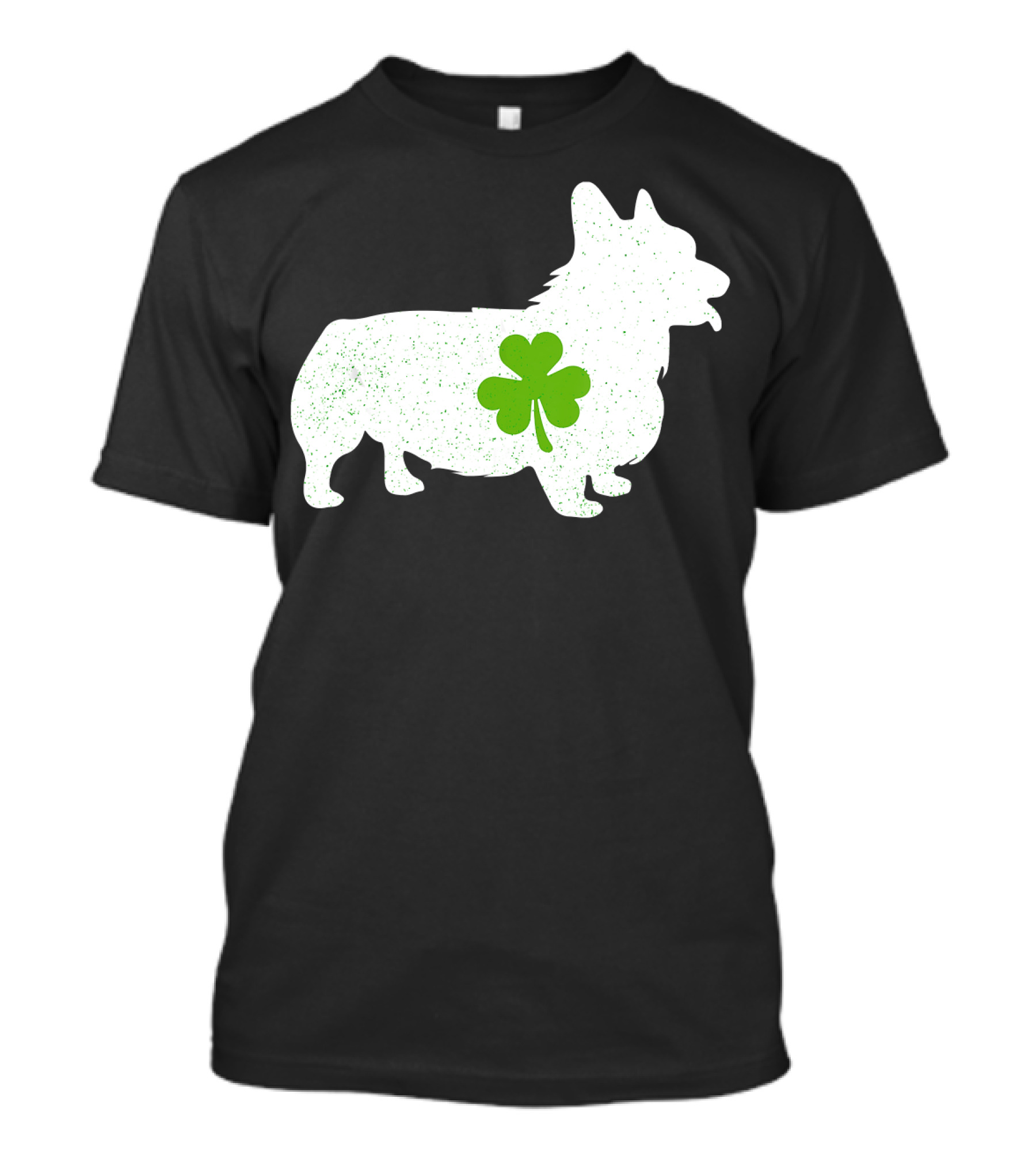Corgi Silhouette With Green Clover Irish T-Shirt