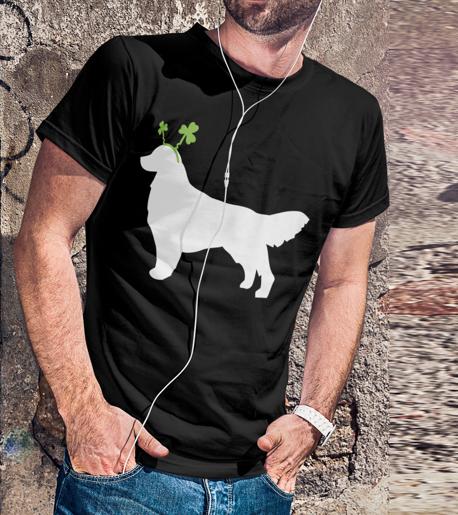 Golden Retriever Shamrock Antlers St Patricks Day Dog T-Shirt