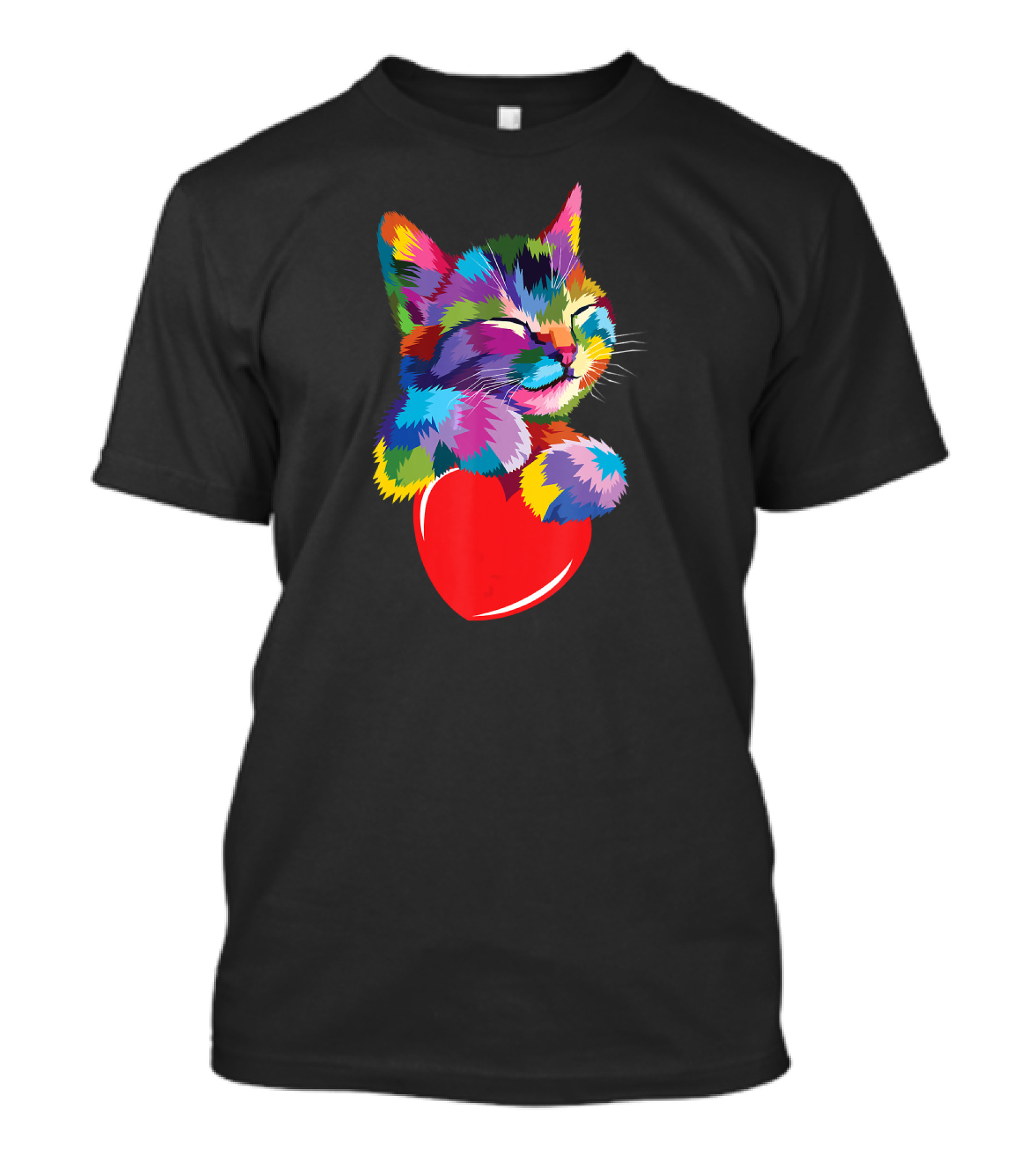 Colorful Cute Kitty For Kitten Lovers Adoption With Heart T-Shirt
