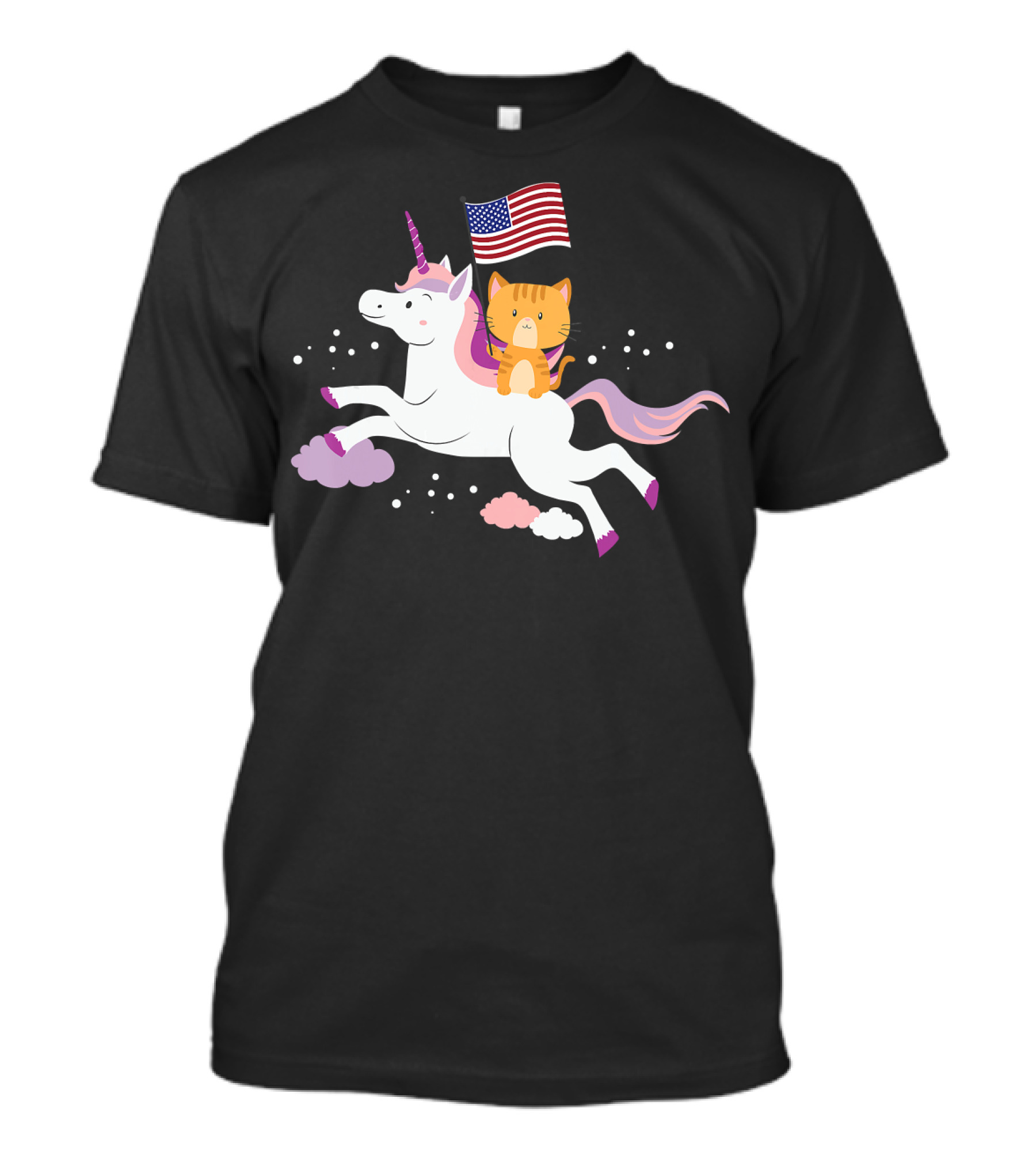 Unicorn Cat 4th Of July Independence Day USA Flag T-Shirt