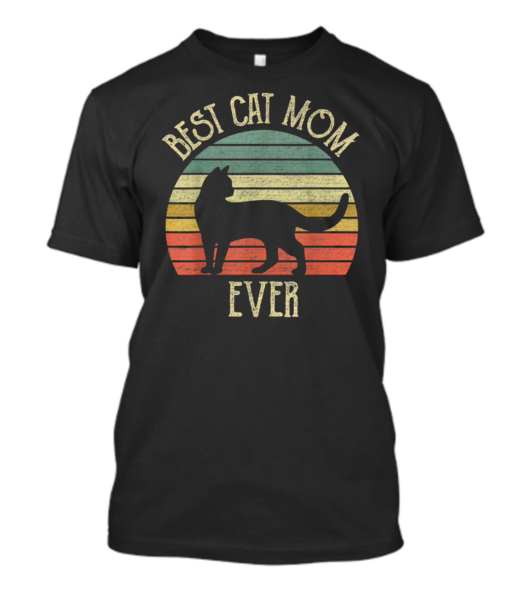 Vintage Best Cat Mom Ever Retro Stripes Cat Lovers T-Shirt