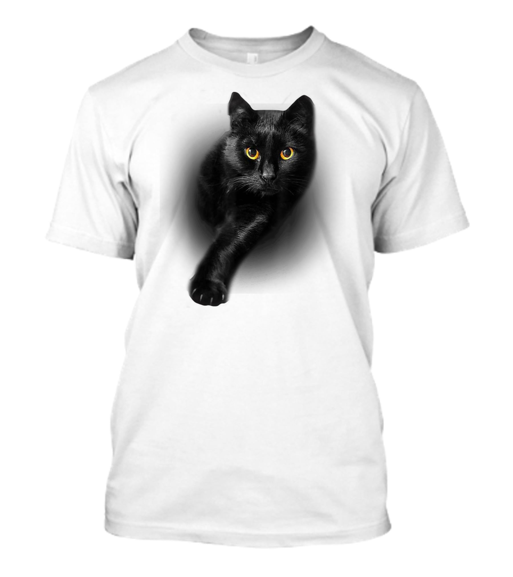 Black Cat Yellow Eyes Cats Iconic Feline Expression T-Shirt