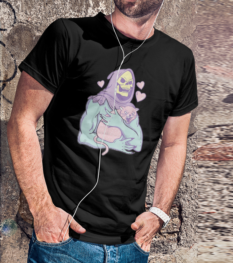Bones Love Cat Cool Hearts Emojii T-Shirt