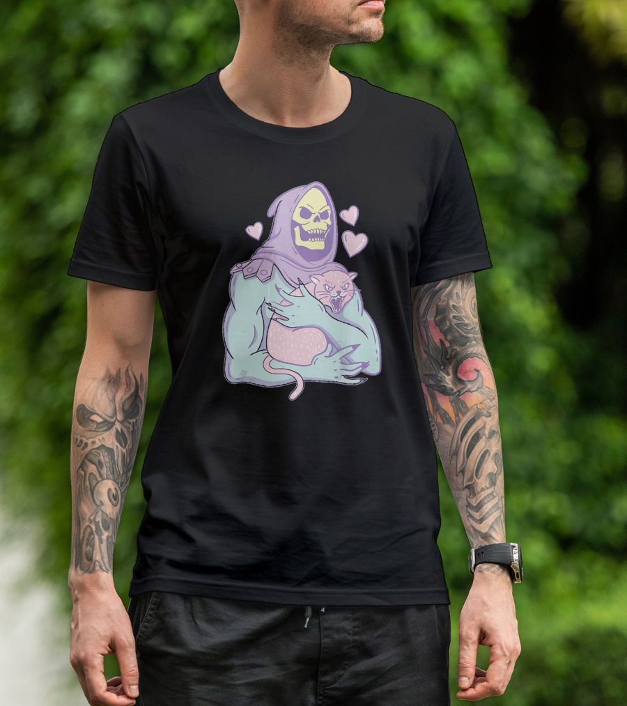 Bones Love Cat Cool Hearts Emojii T-Shirt