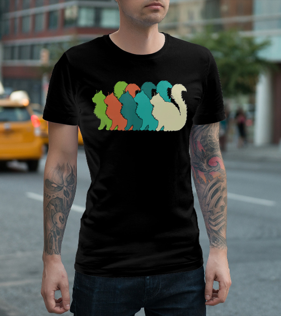 Cat Silhouettes for the Love of Cats Womens Girls Cat Lover T-Shirt