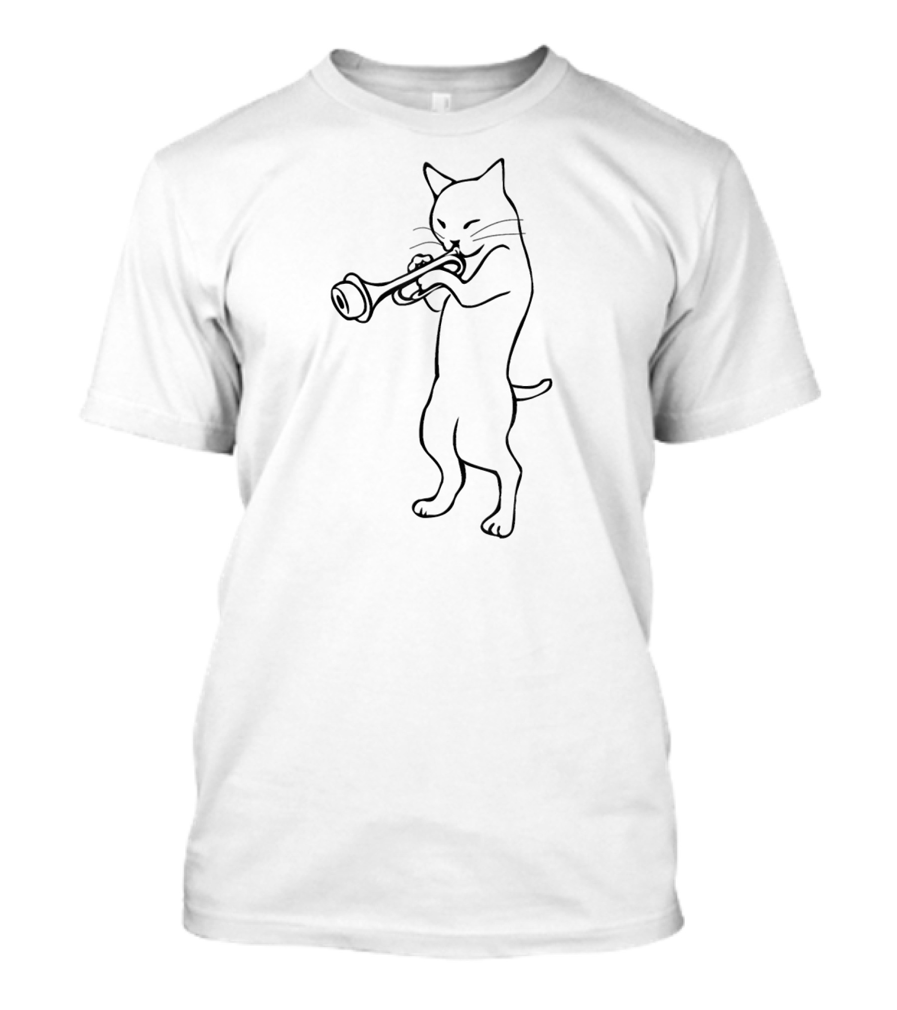 Cat Trumpet Player Straight Mute Wah Wah Jazz Music Feline T-Shirt