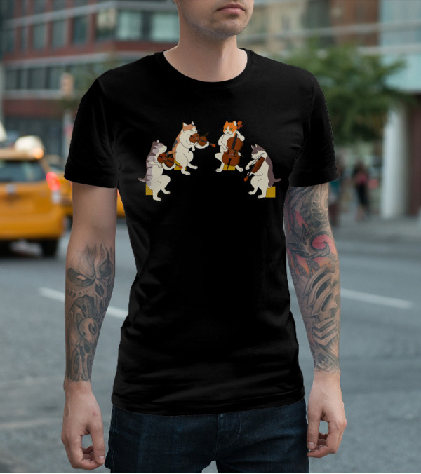 Playful Cats Orchestra Violin Cello Music Cat Lover T-Shirt