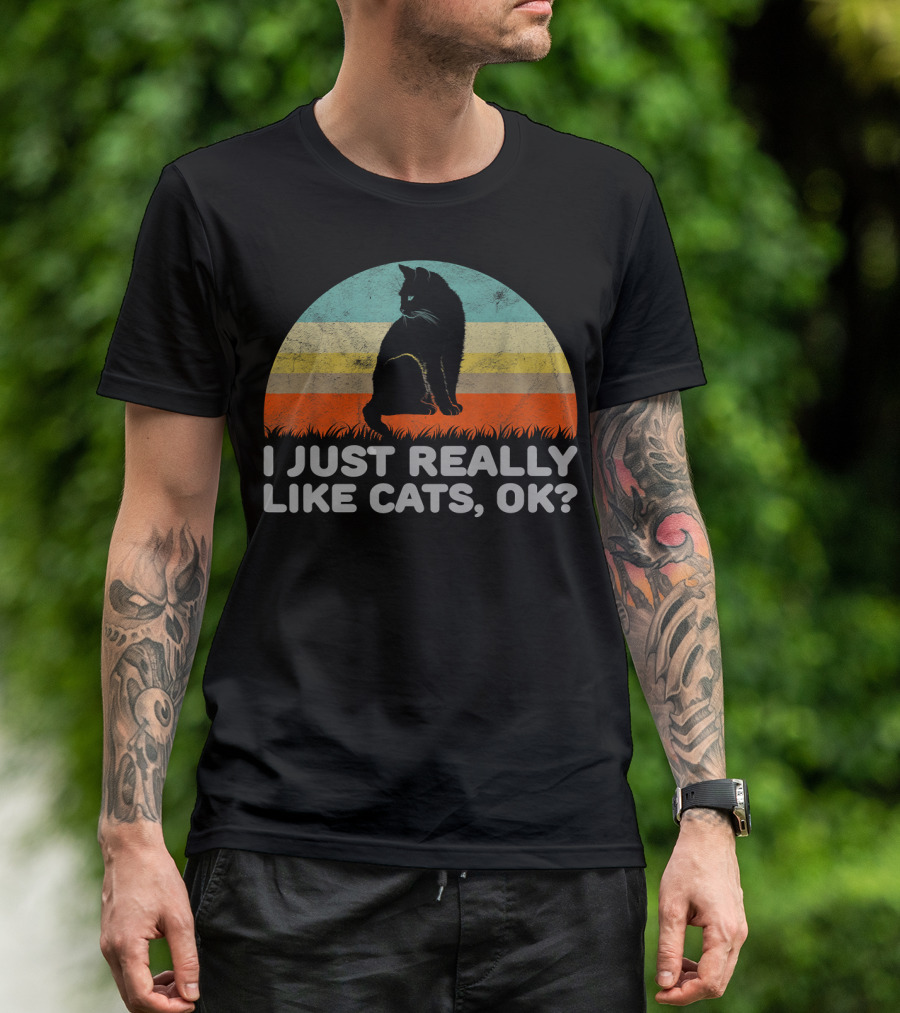 I Just Really Like Cats OK Retro T-Shirt