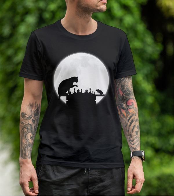 The Chess Match Of Cat And Mouse Under The Full Moon T-Shirt