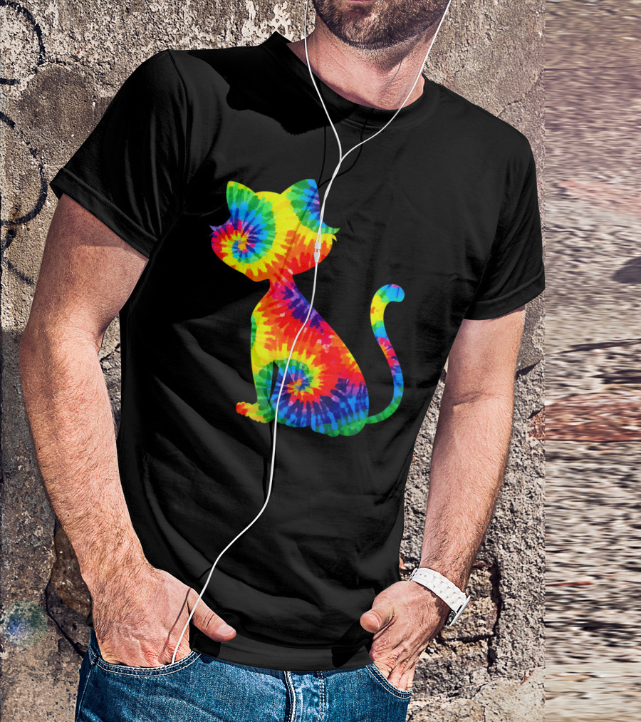 Tie Dye Colorful Kitten Cat Spiral T-Shirt