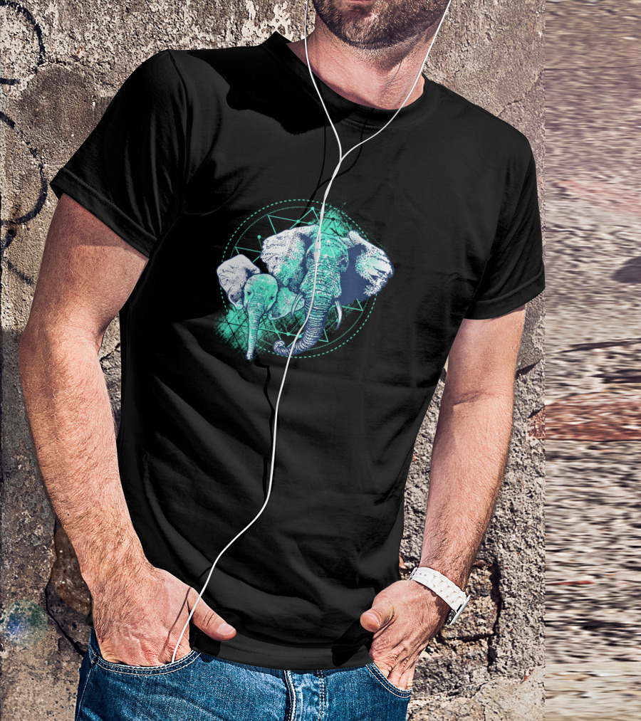 Magic Elephant Geometric Triangles T-Shirt