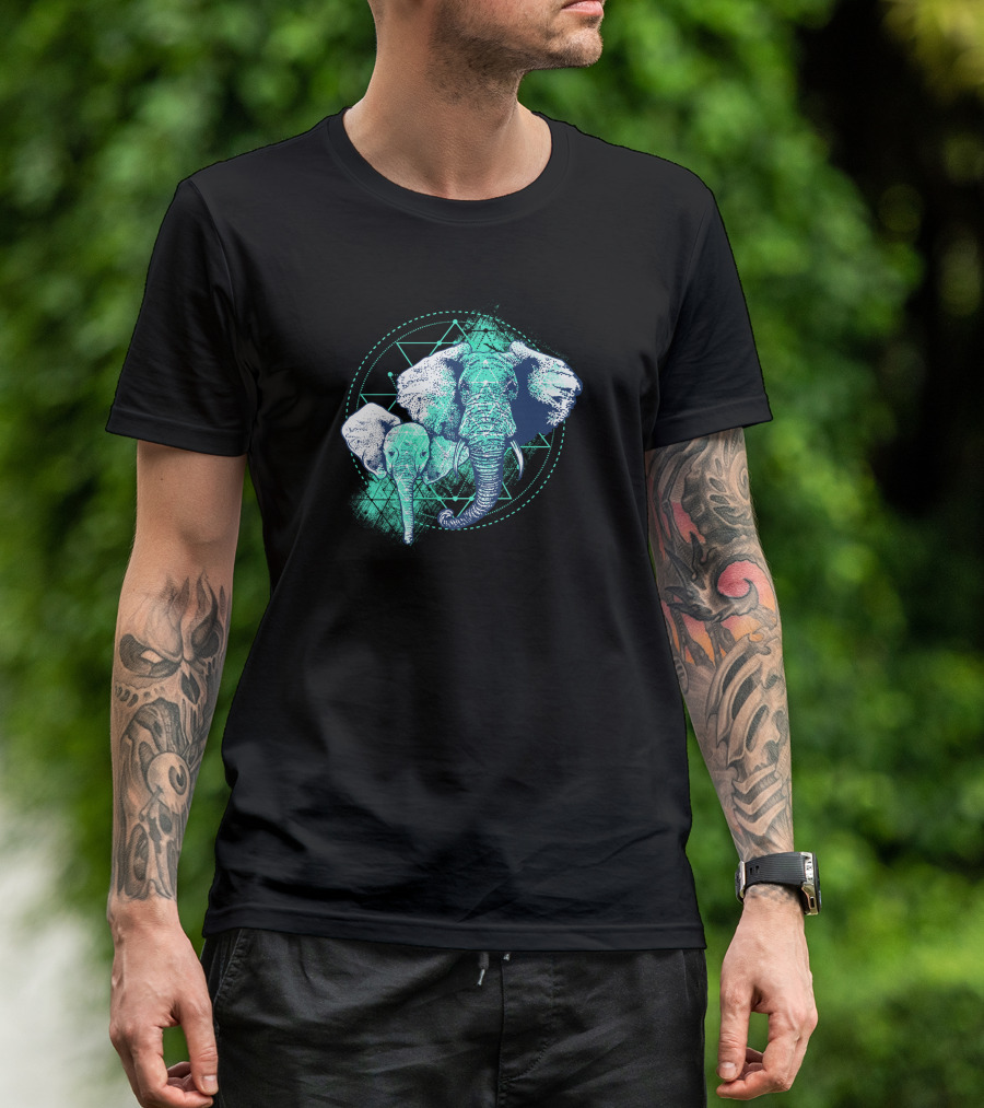Magic Elephant Geometric Triangles T-Shirt
