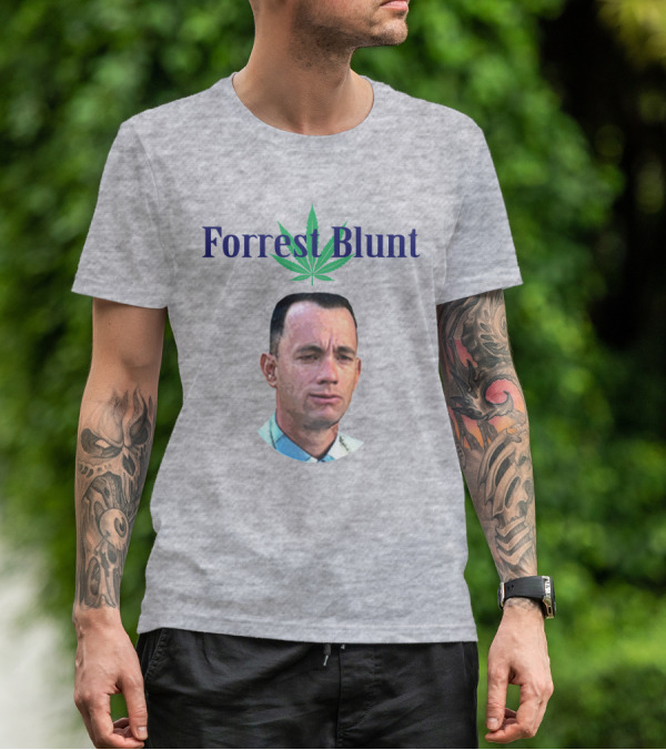 Forrest Blunt Tom Hanks Movie Mashup With Cannabis Leaf T-Shirt
