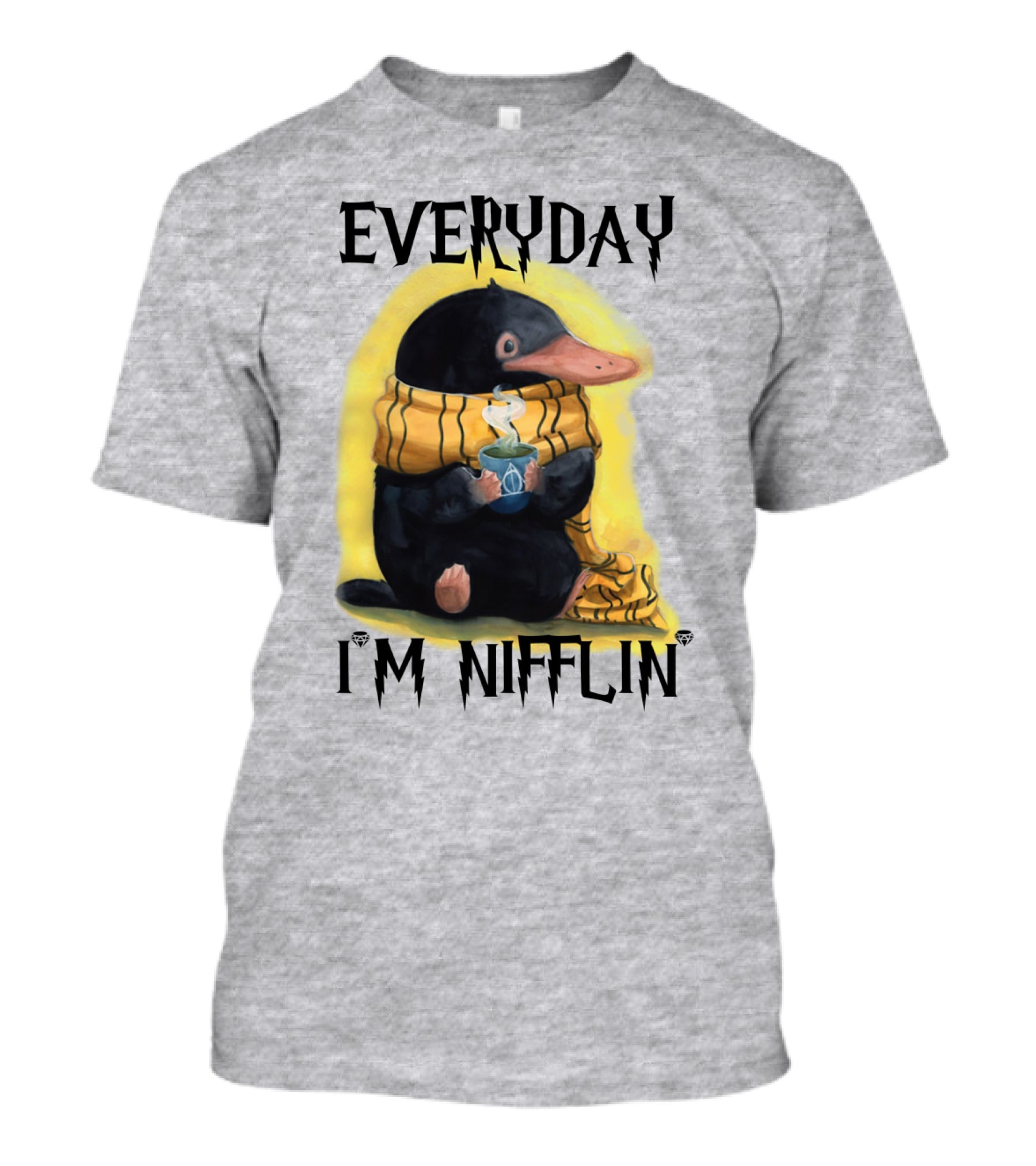 Everyday I'm Nifflin' Magical Creature With Scarf And Tea Cup T-Shirt