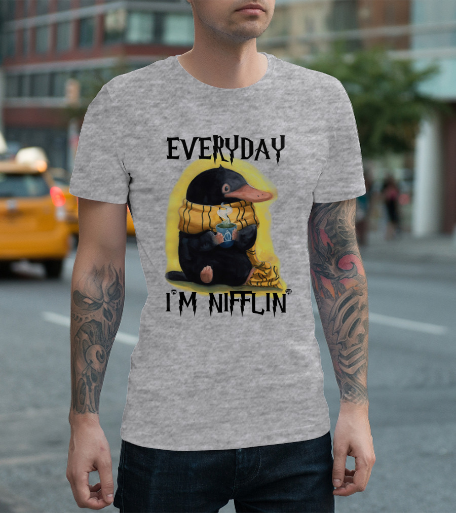 Everyday I'm Nifflin' Magical Creature With Scarf And Tea Cup T-Shirt
