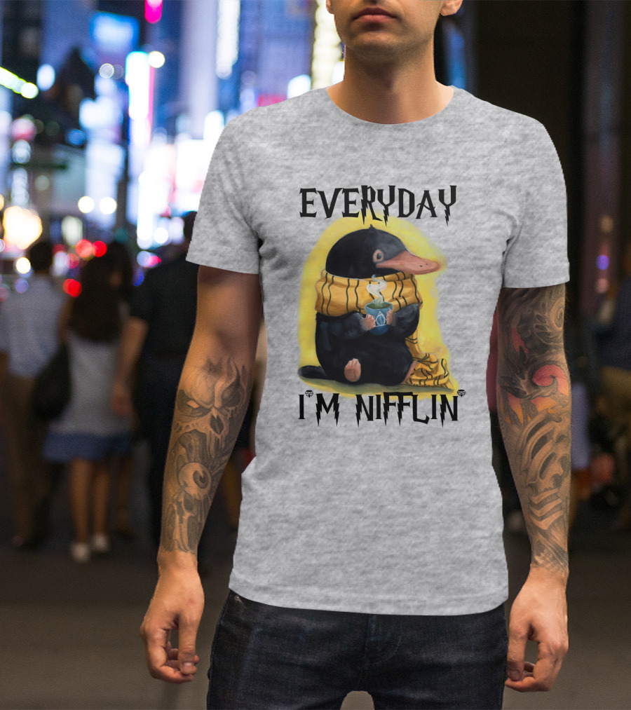 Everyday I'm Nifflin' Magical Creature With Scarf And Tea Cup T-Shirt