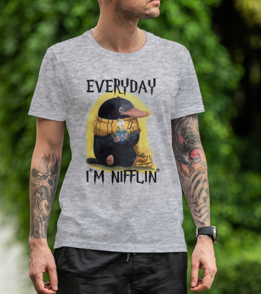 Everyday I'm Nifflin' Magical Creature With Scarf And Tea Cup T-Shirt