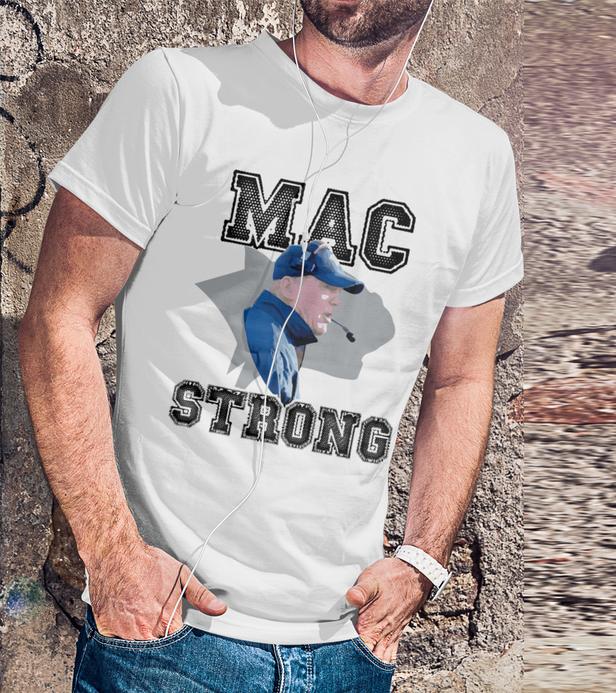 Mac Strong Coach Headset Sports Theme With Bold Text And Face Profile T-Shirt