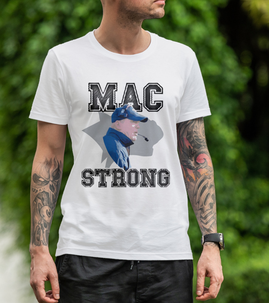 Mac Strong Coach Headset Sports Theme With Bold Text And Face Profile T-Shirt