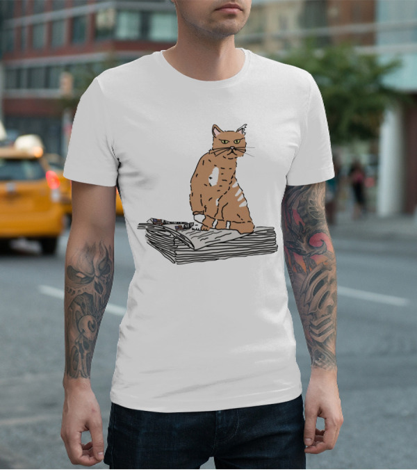 New York Post Cat On Newspaper Stack T-Shirt