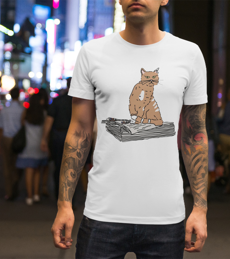 New York Post Cat On Newspaper Stack T-Shirt