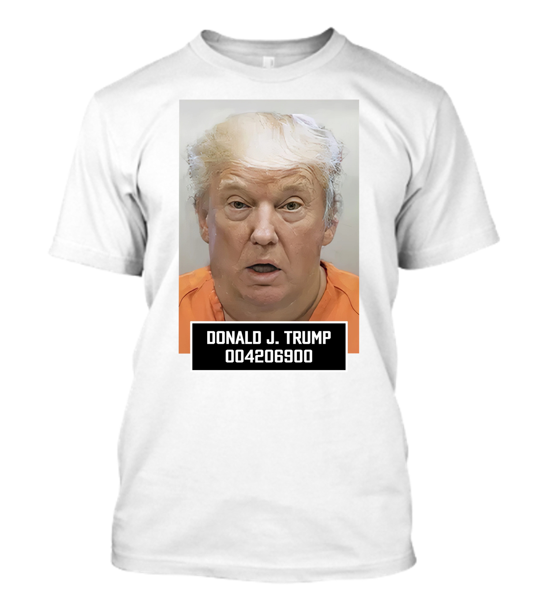 Donald J. Trump 004206900 Mugshot Parody In Orange T-Shirt