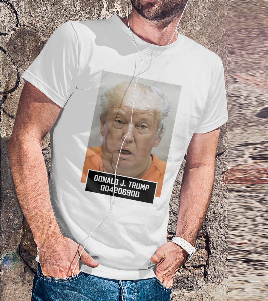 Donald J. Trump 004206900 Mugshot Parody In Orange T-Shirt