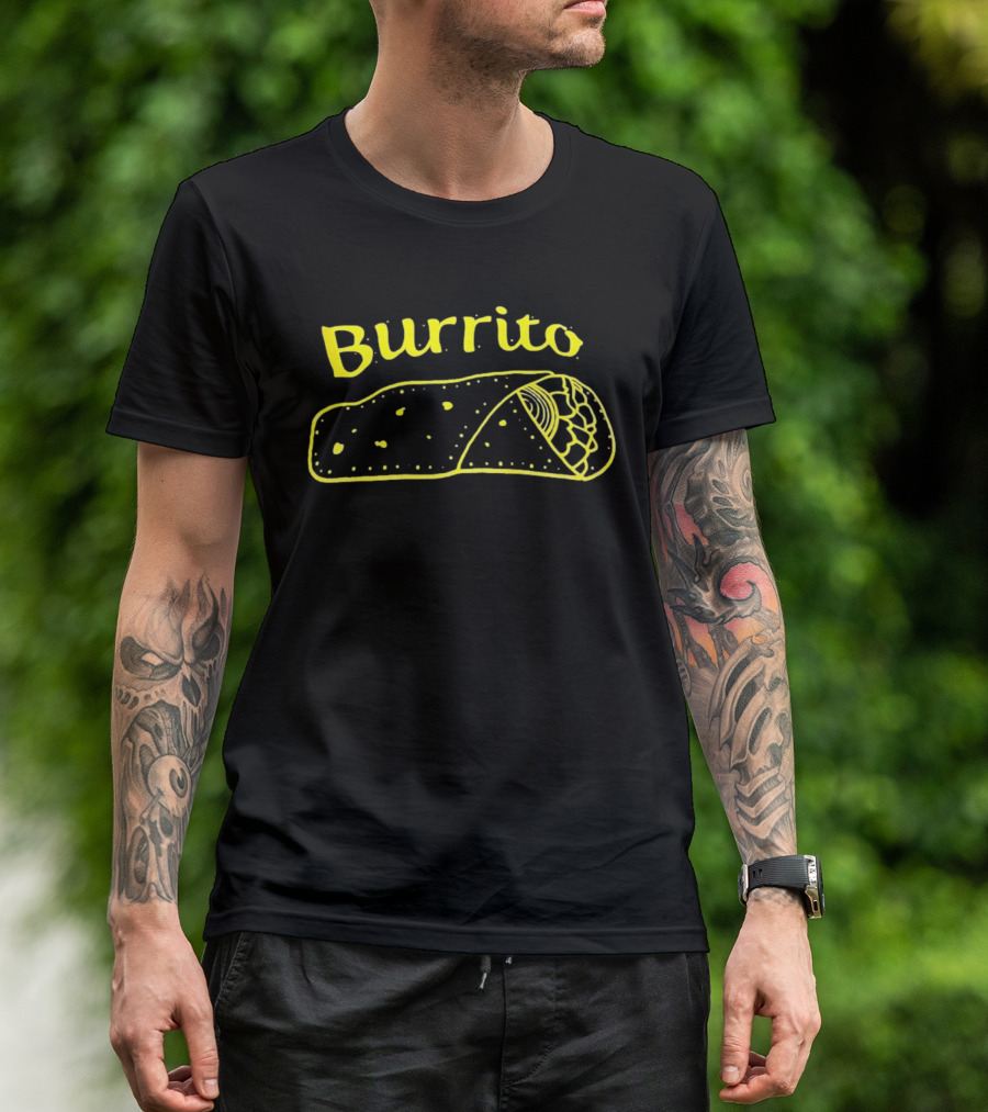 Burrito Sketch Yellow Food T-Shirt