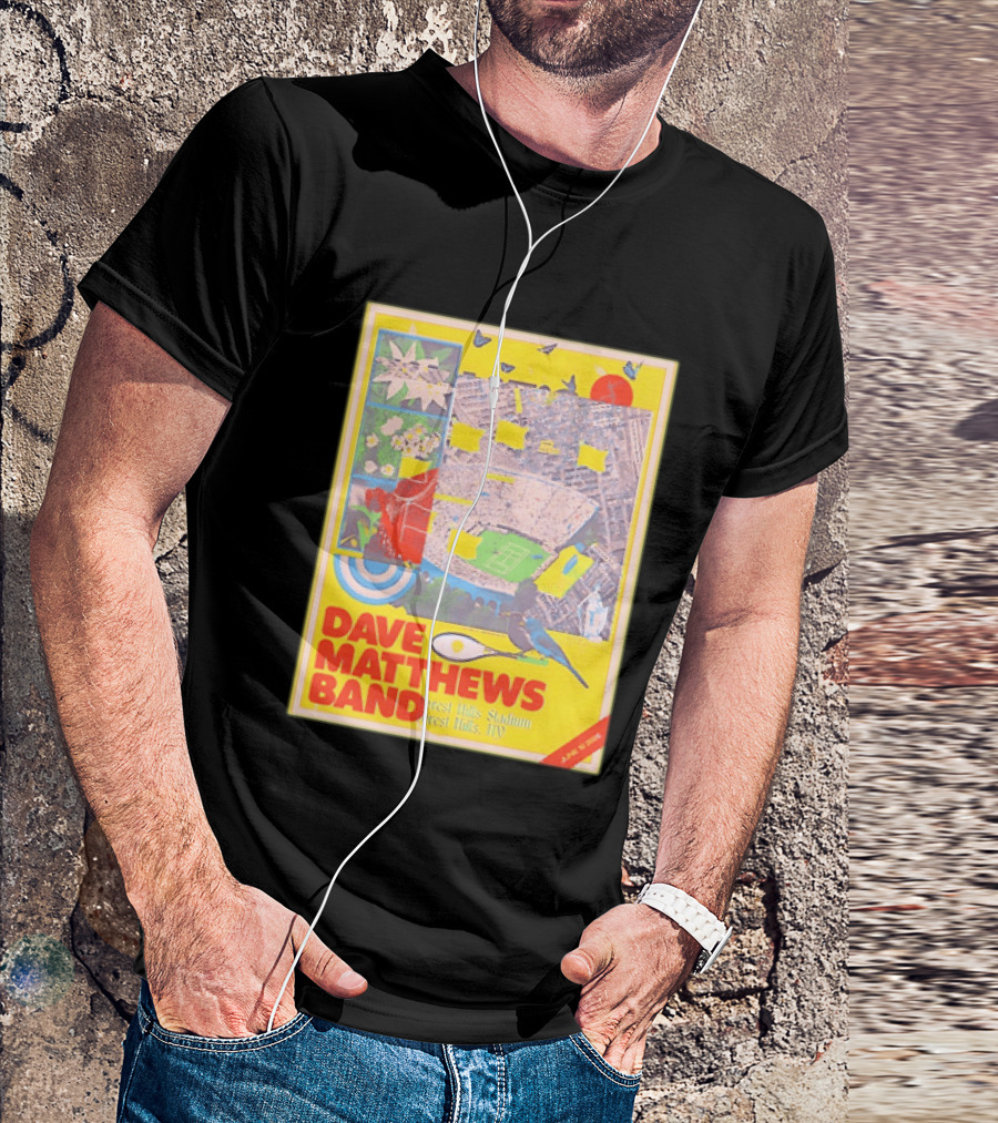 Dave Matthews Band Forest Hills NY 2026 Stadium June 10 Art Collage Stadium Map And Bird T-Shirt