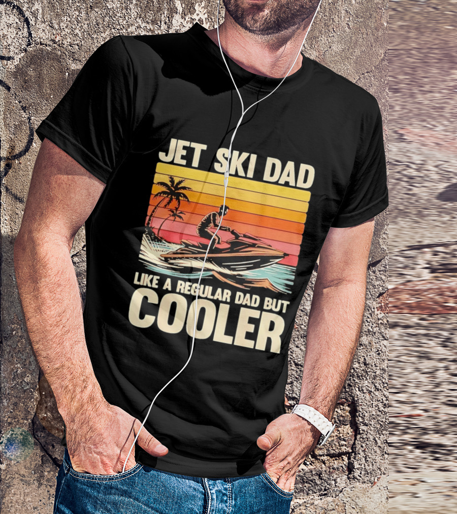Jet Ski Dad Like A Regular Dad But Cooler Tropical Sunset Adventure T-Shirt