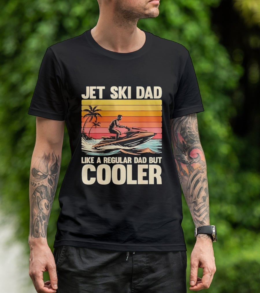 Jet Ski Dad Like A Regular Dad But Cooler Tropical Sunset Adventure T-Shirt