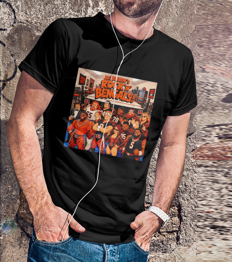 Joe Burrow's Rock 'N' Bengals Who Dey Cincinnati Bengals Born And Raised T-Shirt