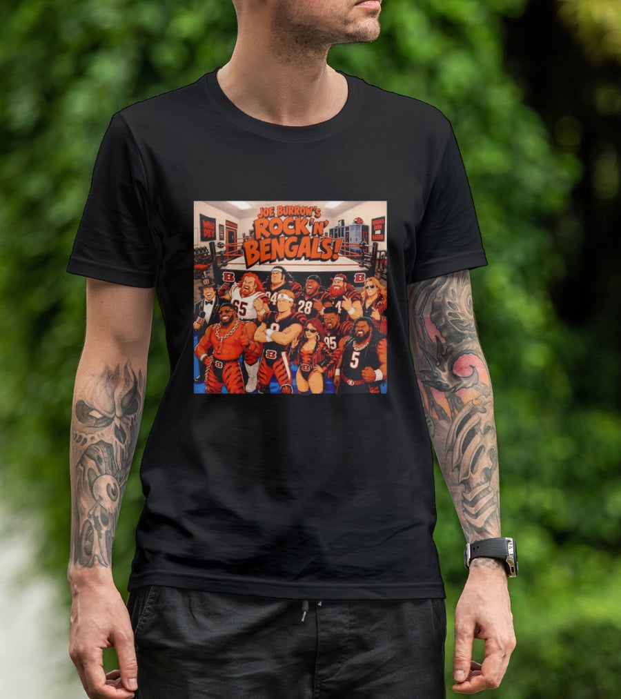 Joe Burrow's Rock 'N' Bengals Who Dey Cincinnati Bengals Born And Raised T-Shirt