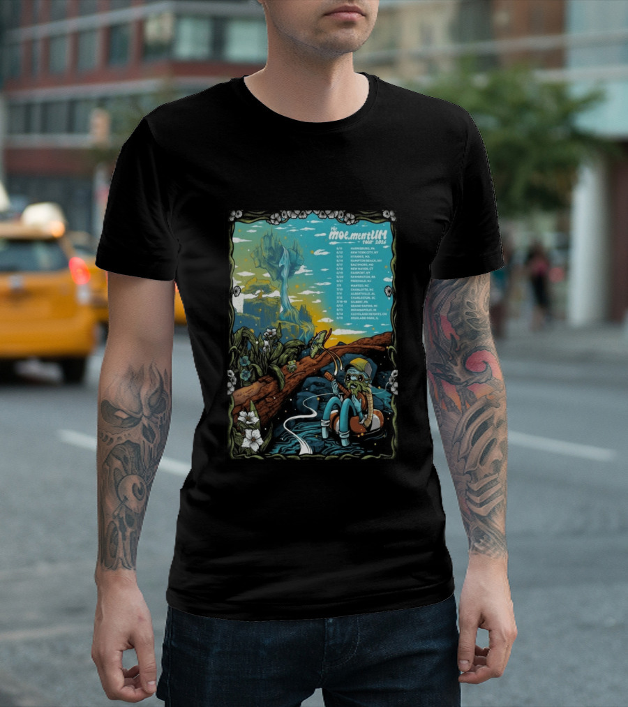 Moe.mentum Tour 2026 Dates With Surreal Nature Imagery And Character In Chill Scene T-Shirt