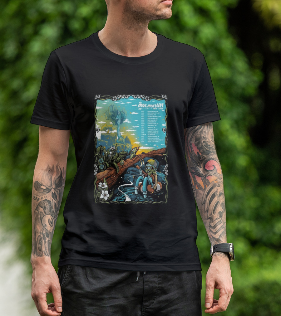 Moe.mentum Tour 2026 Dates With Surreal Nature Imagery And Character In Chill Scene T-Shirt