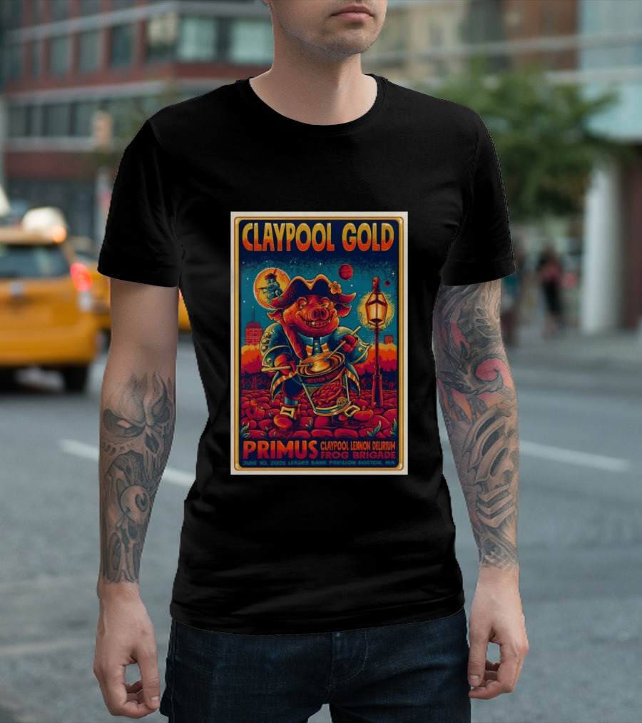 Claypool Gold Primus Frog Brigade June 10 2026 Leader Bank Pavilion Boston MA T-Shirt