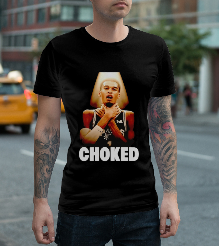 San Antonio Spurs Victor Wembanyama Choked Basketball Meme T-Shirt