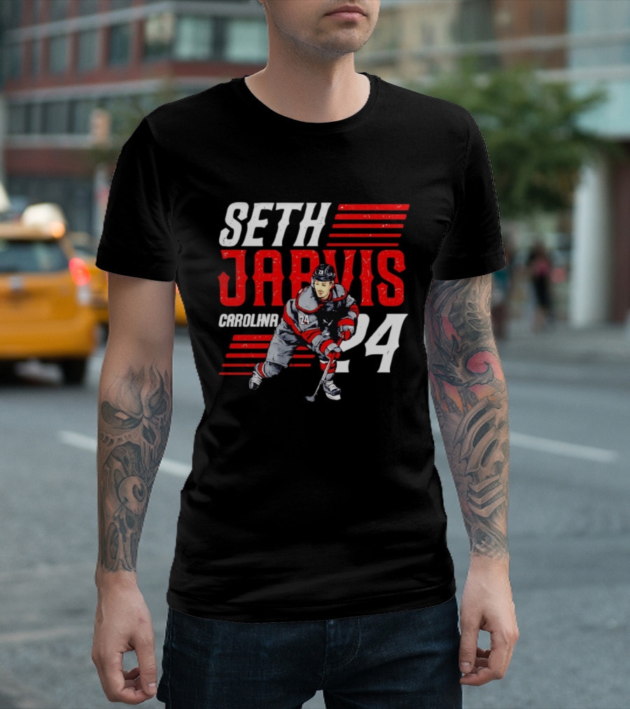 Seth Jarvis 24 Carolina Hurricanes Hockey Player T-Shirt