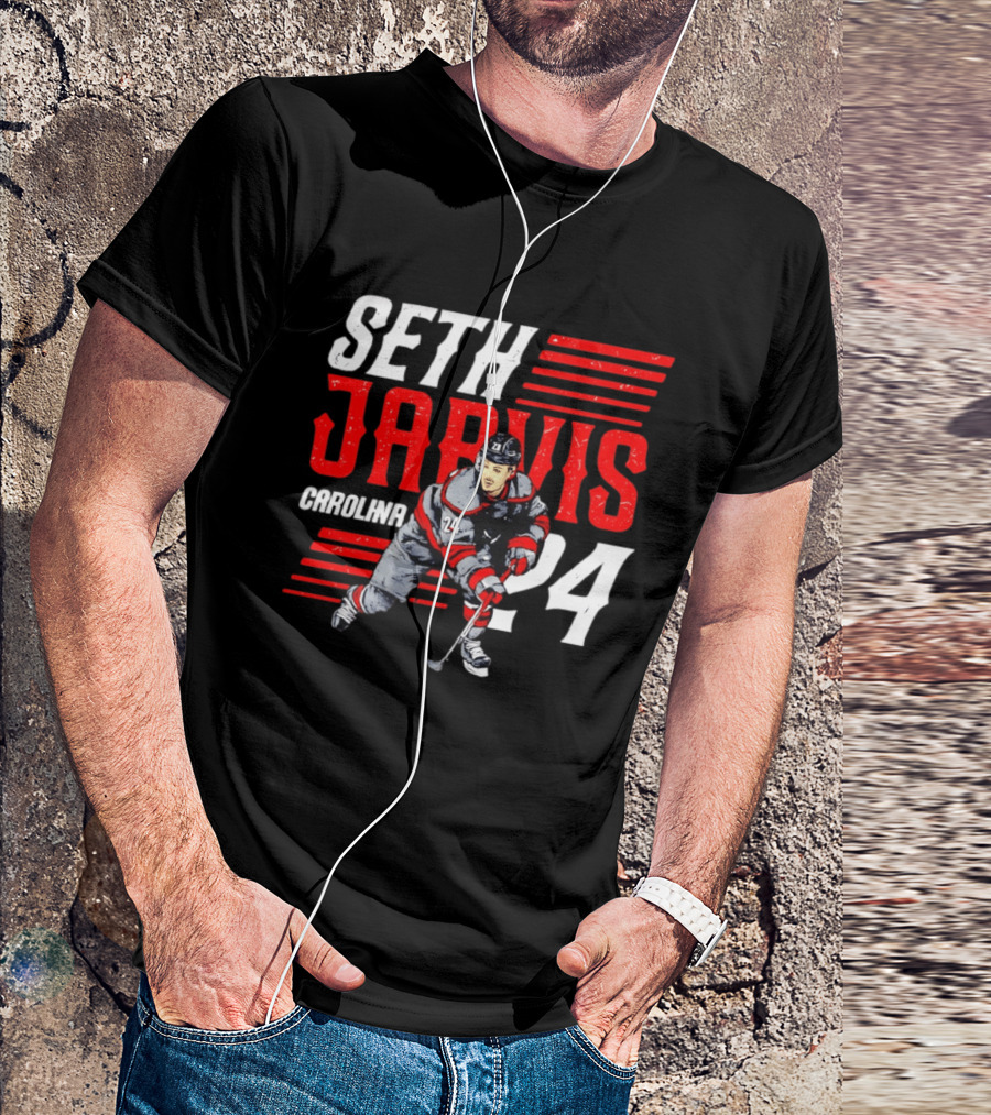 Seth Jarvis 24 Carolina Hurricanes Hockey Player T-Shirt