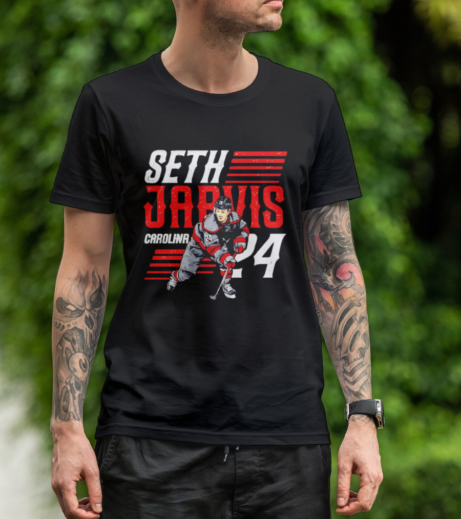 Seth Jarvis 24 Carolina Hurricanes Hockey Player T-Shirt