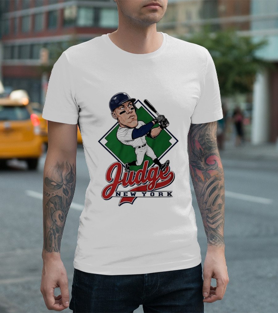 Judge New York Yankees Slugger Caricature Swing T-Shirt